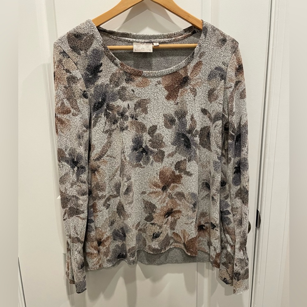 Dantelle Cinched Sleeve Sweater Top in Sz M Floral